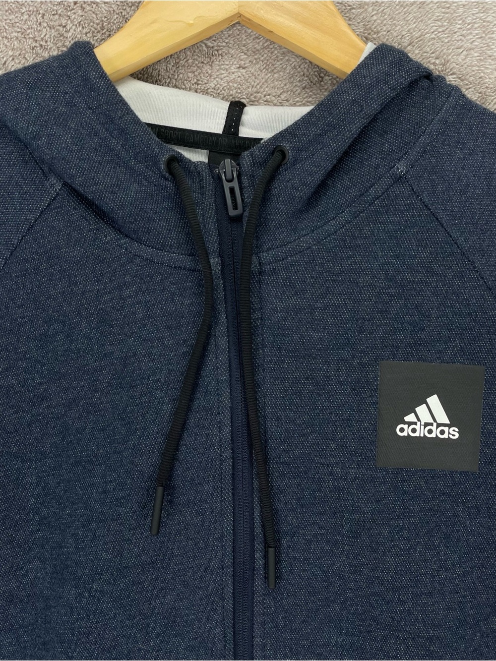 Adidas Hoodie Sweatshirt Men’s S Navy Blue Full Zip Heavy Lined Tech Fleece EXC